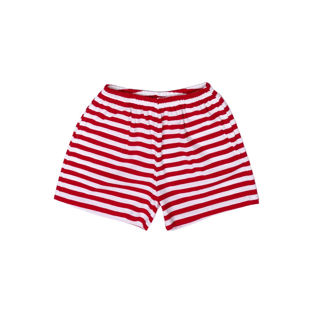 Red Striped Knit Boy Shorts