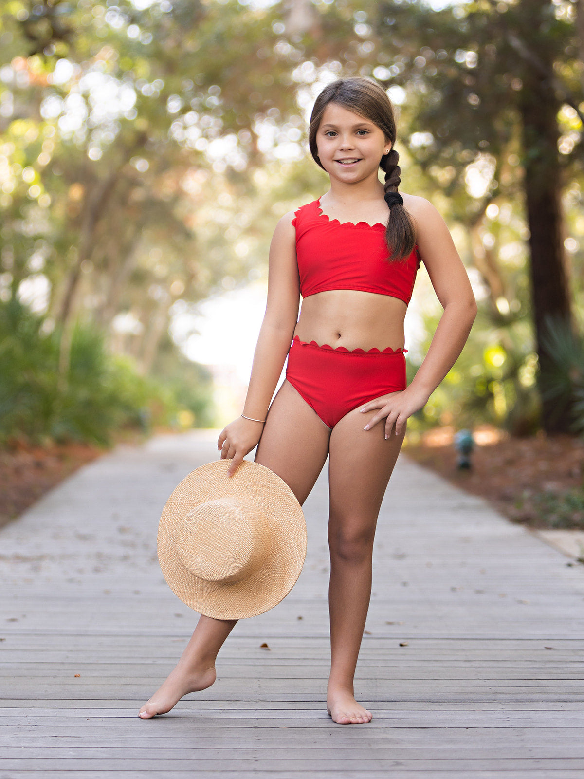 Red scalloped one piece on sale swimsuit