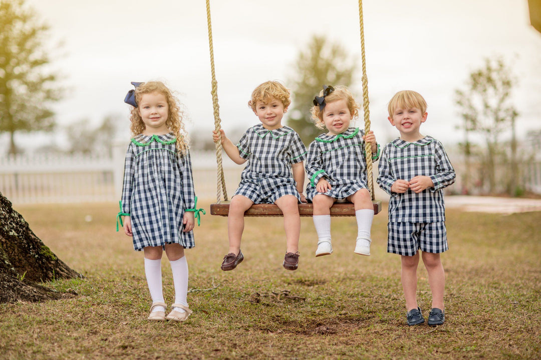 Brad Navy Check Short Sleeve Short Set