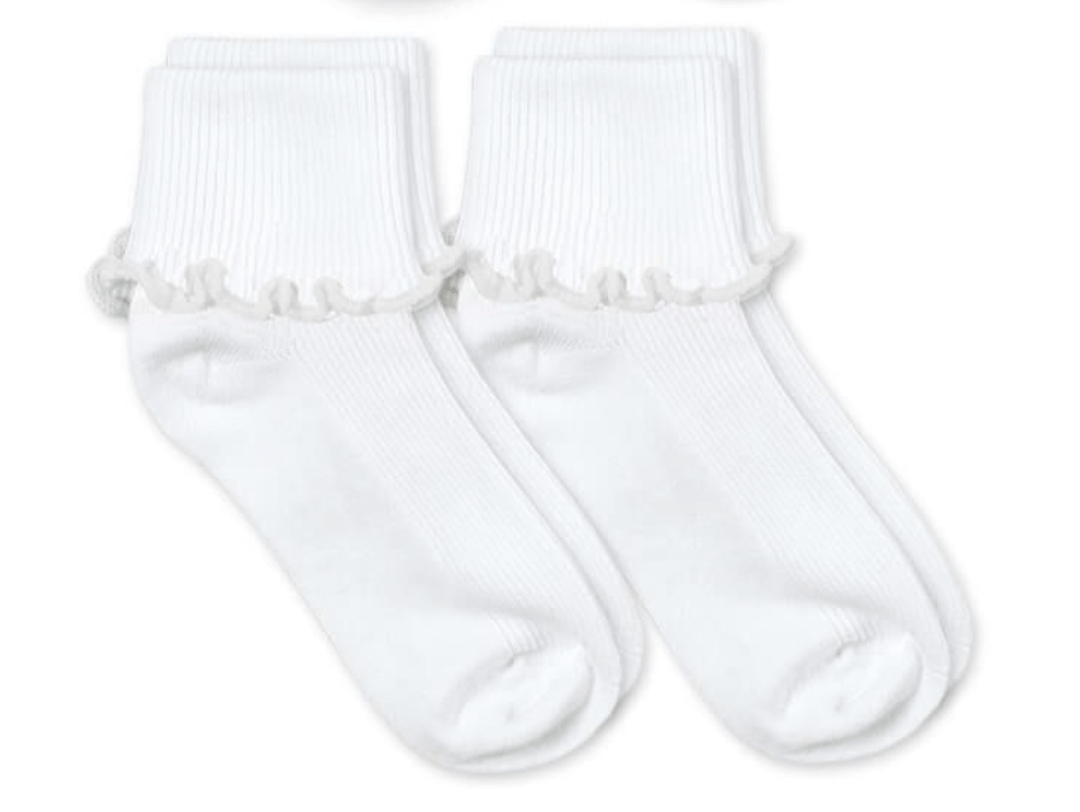 Jefferies Socks Ripple Edge Turn Cuff Socks 2 Pair Pack - White: Style 2221
