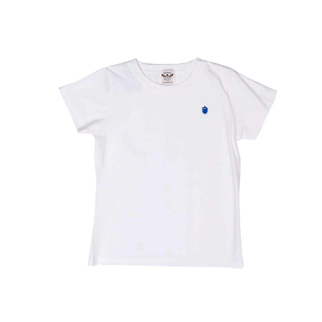 Signature White T-Shirt with Royal Blue Acorn