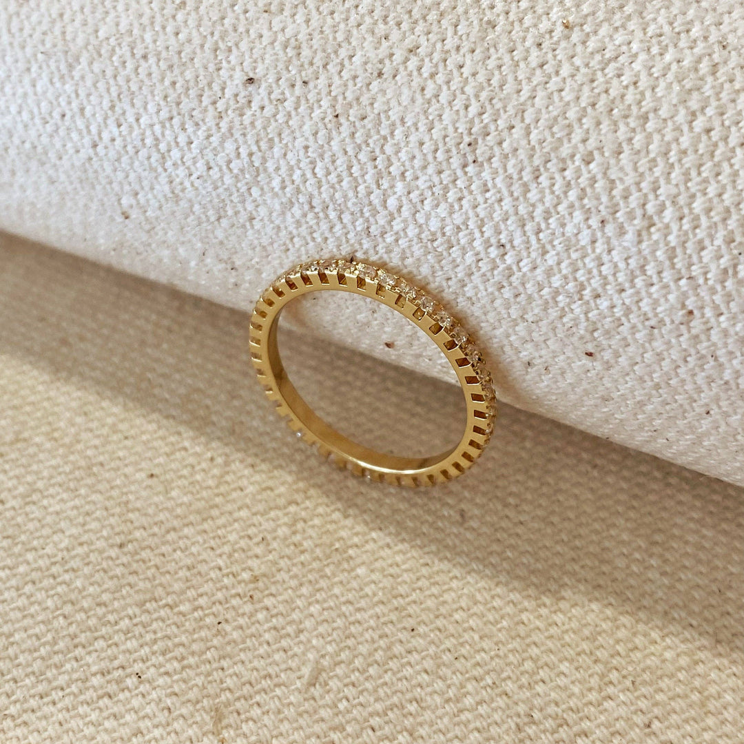 GoldFi - 18k Gold Filled Eternity Micro Cubic Zirconia Stone Ring
