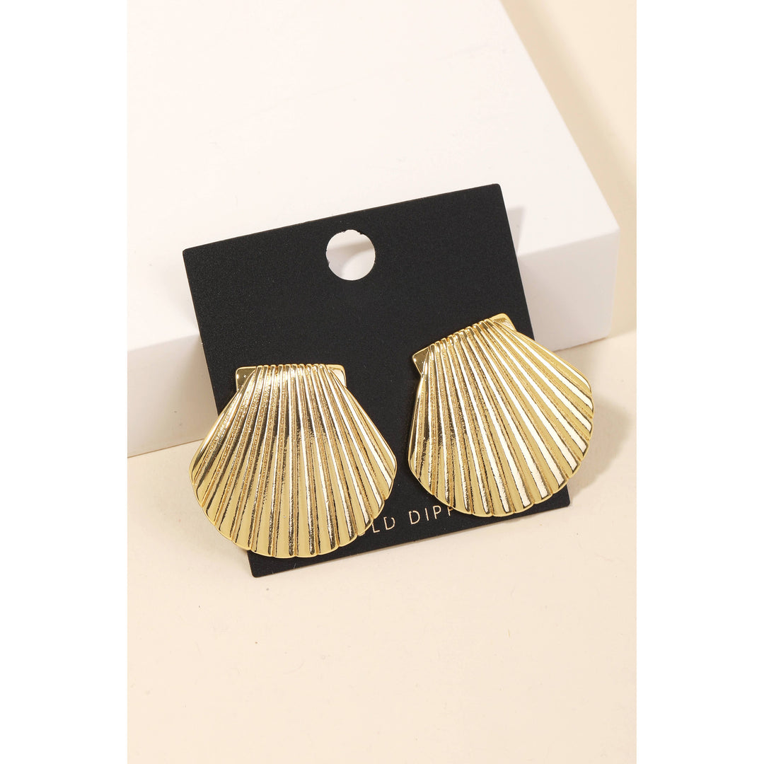 Anarchy Street - Gold Dipped Seashell Shield Earrings: G