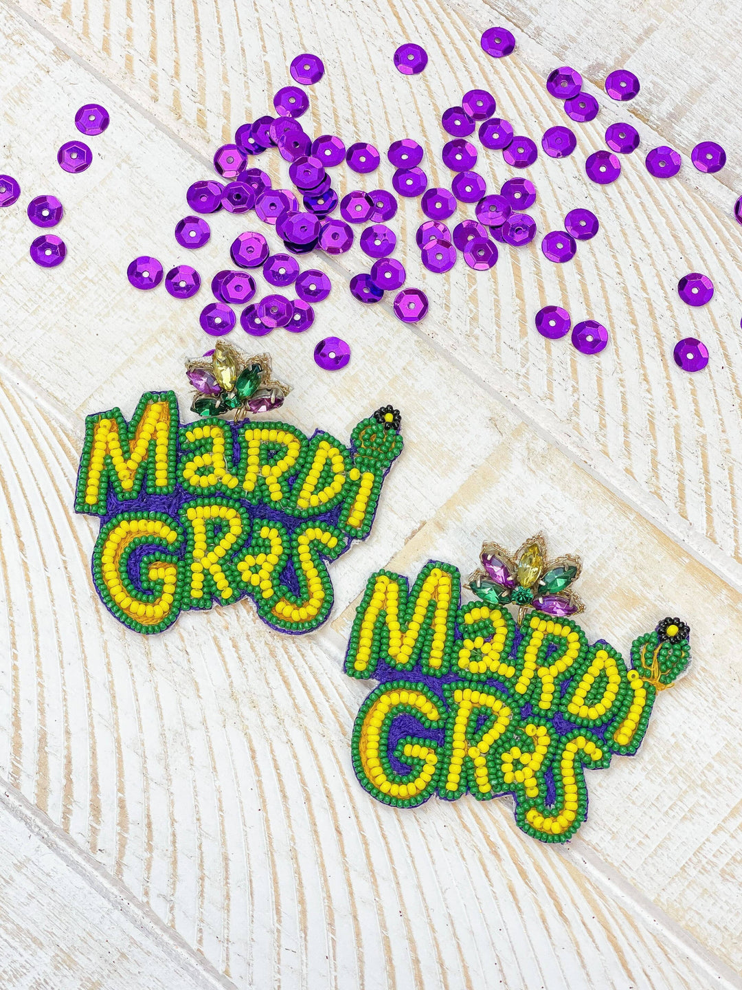 Prep Obsessed Wholesale - 'Mardi Gras' Beaded Dangle Earrings