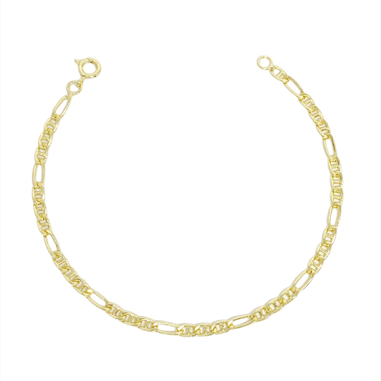 GoldFi - 18k Gold Filled 3.5mm Figaro Mariner "Figarucci" Bracelet Sizes 7" and 8" Wholesale Jewelry Supplies Making Components