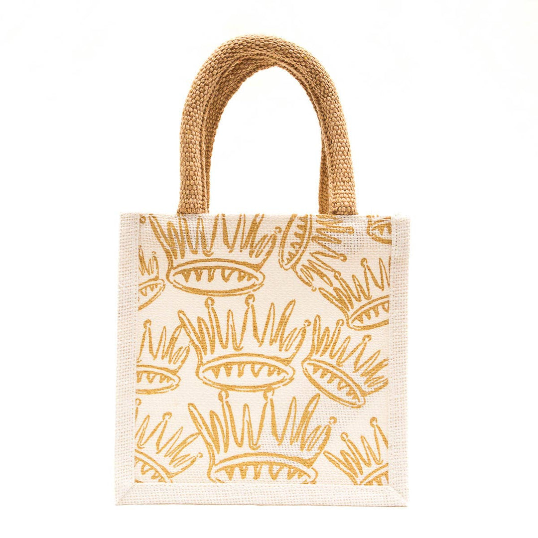 La Couronne Petite Gift Tote   White/Light Gold   7x7x5