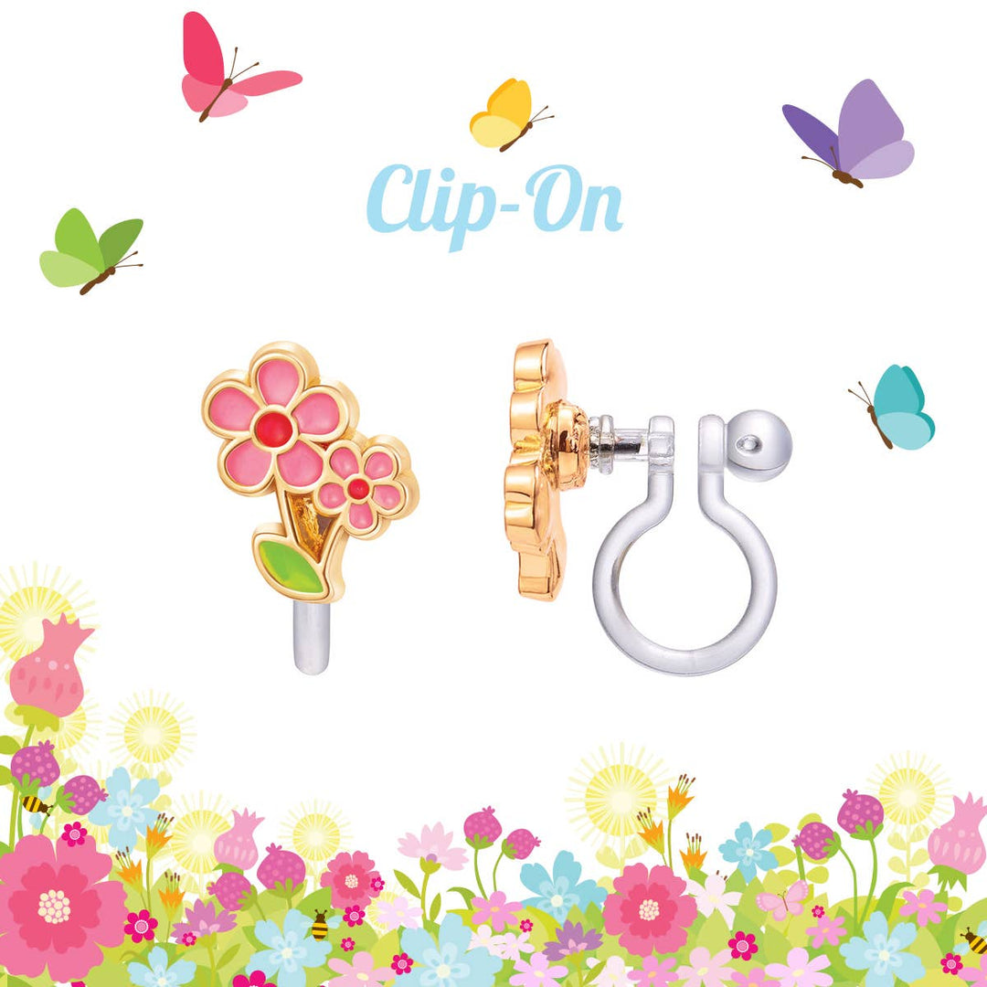 Girl Nation - CLIP ON Cutie Earrings- Little Pink Flower