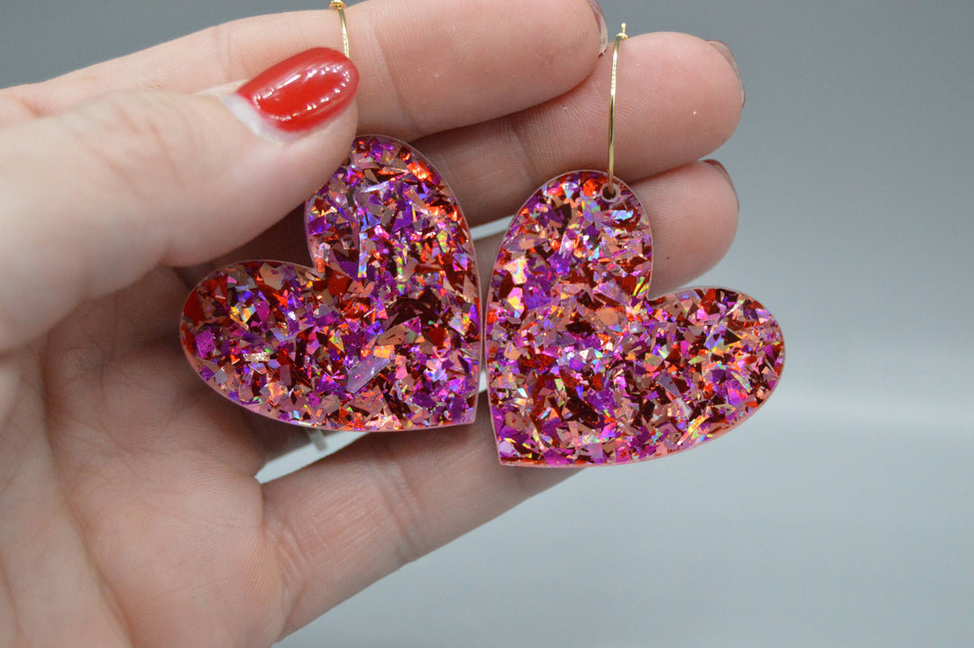 The Adorned Fox - Valentine’s Earrings, Heart Earrings, Acrylic Earrings