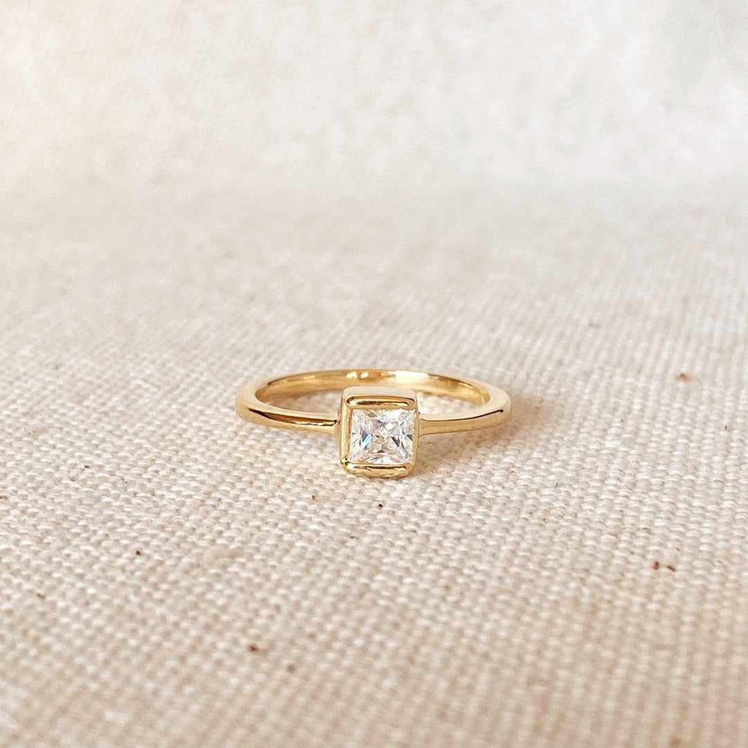 GoldFi - Dainty 18k Gold Filled Square Solitaire Ring