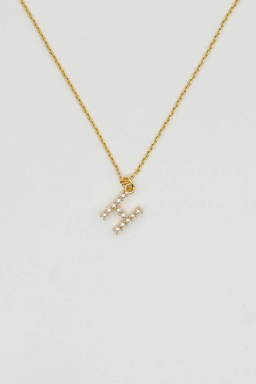 Dainty Love Pearl Initial Necklace: Holiday Favorite: H/ 15"+3"