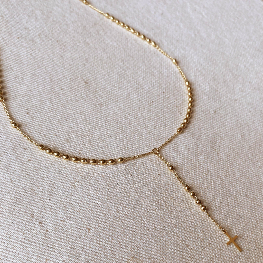 GoldFi - 18k Gold Filled Simple Cross Rosary Necklace