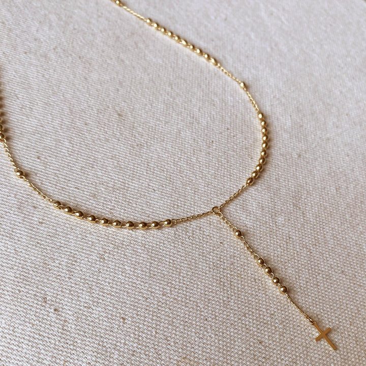 GoldFi - 18k Gold Filled Simple Cross Rosary Necklace