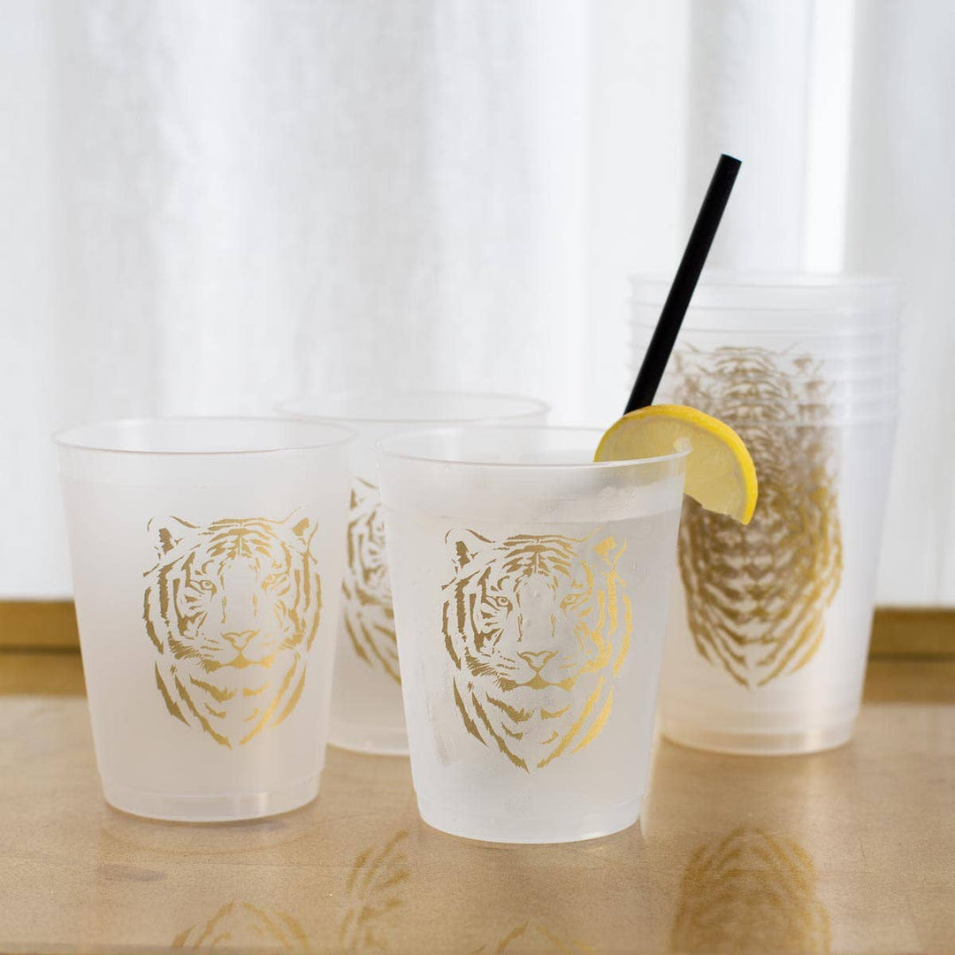Easy Tiger Party Cups   Frosted/Gold   16oz   Set of 10