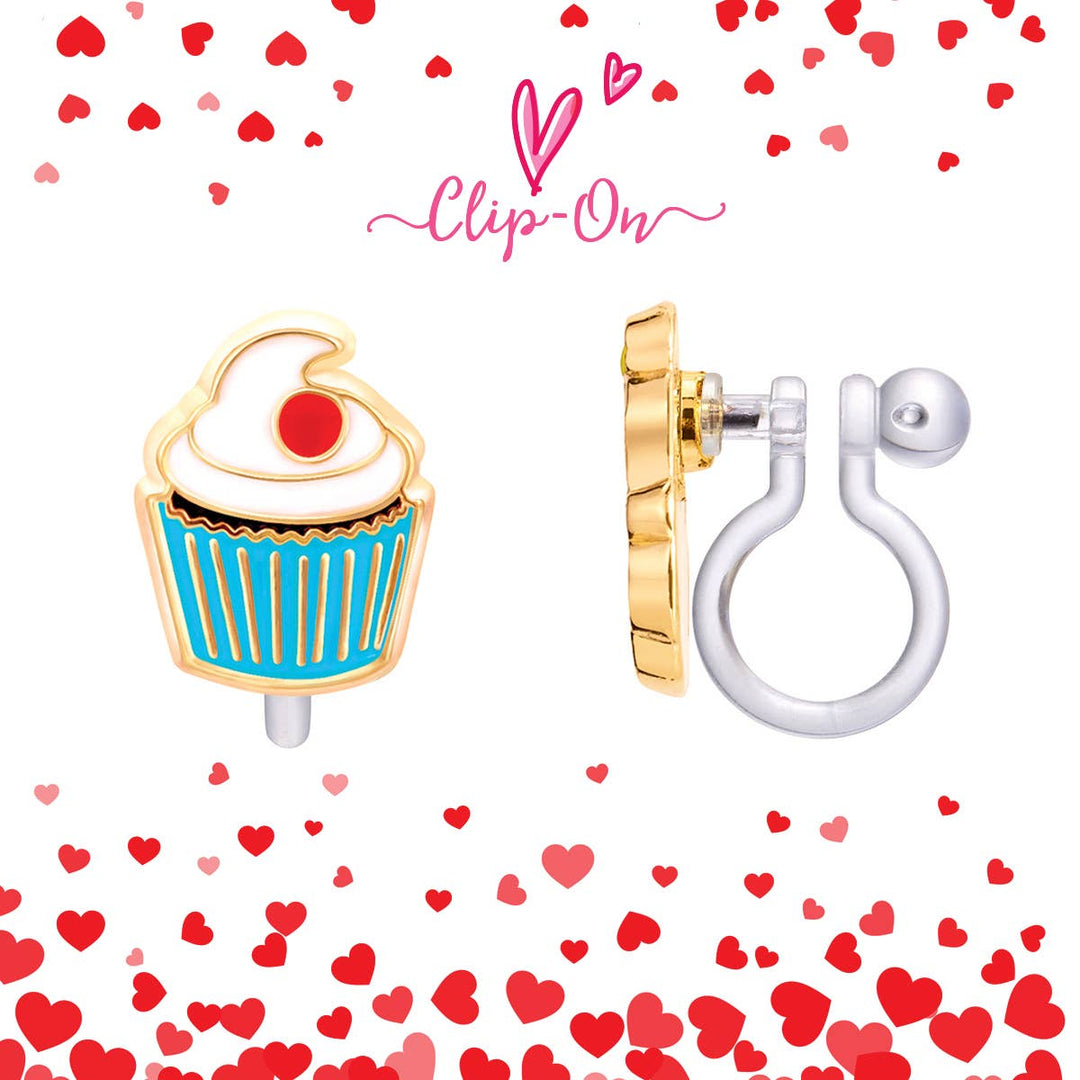 Girl Nation - CLIP ON Cutie Earrings- Classic Cupcake