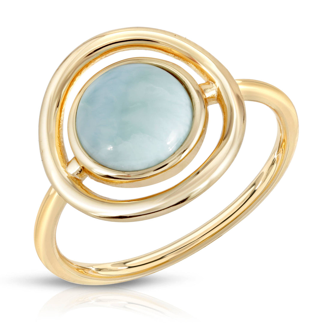 Glamrocks Jewelry - Eclipse Ring- Larimar- Gold