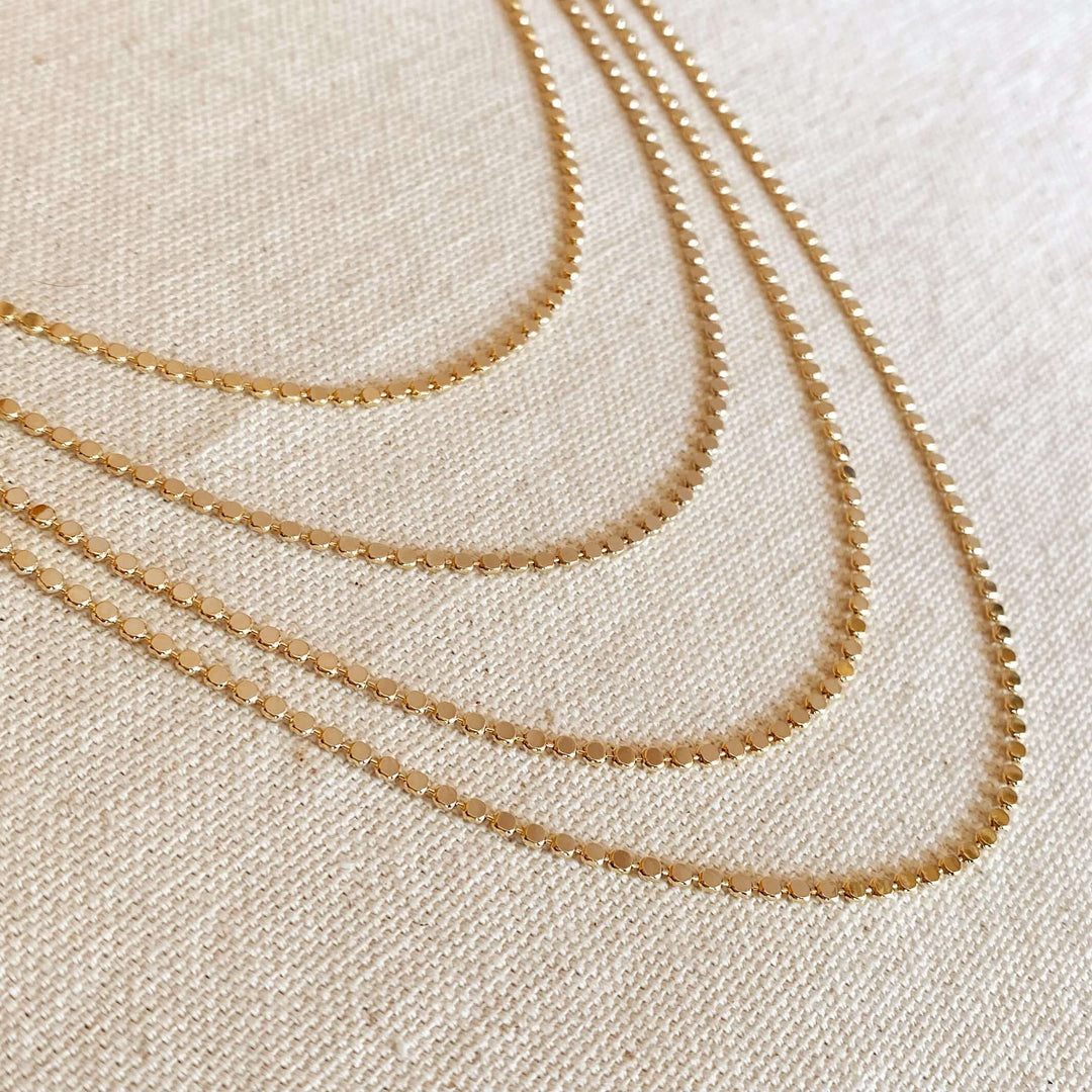 GoldFi - 18k Gold Filled 2mm Flat Ball Chain Necklace: 18 inches