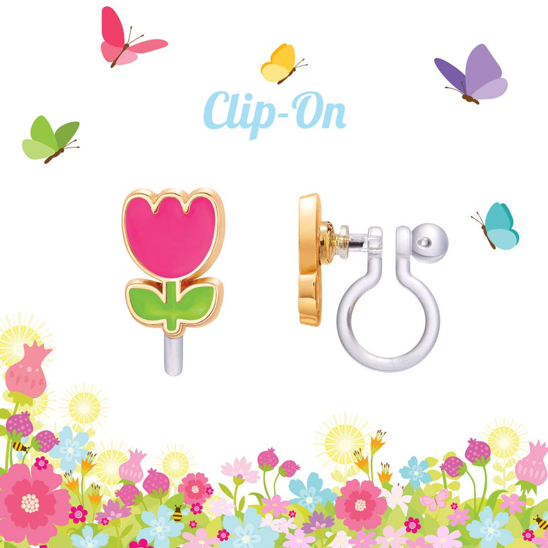 Girl Nation - CLIP ON Cutie Earrings- Tiny Tulip